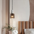 Contemporary Scandinavian Cylinder Marble Glass 1-Light Pendant Light For Bedroom