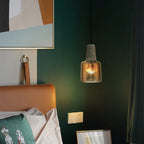 Contemporary Scandinavian Cylinder Marble Glass 1-Light Pendant Light For Bedroom