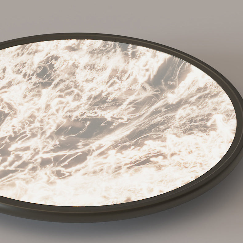 Modern Minimalist Moon Round Dome Aluminum Iron Acrylic LED Flush Mount Ceiling Light for Bedroom