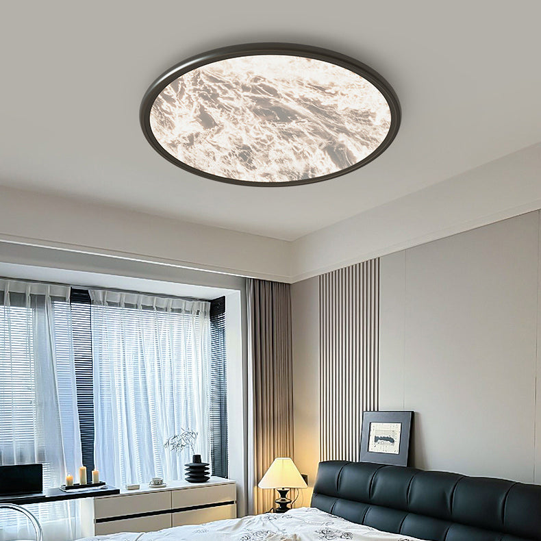 Modern Minimalist Moon Round Dome Aluminum Iron Acrylic LED Flush Mount Ceiling Light for Bedroom