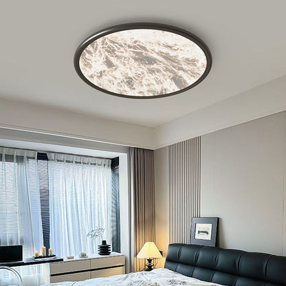 Modern Minimalist Moon Round Dome Aluminum Iron Acrylic LED Flush Mount Ceiling Light for Bedroom