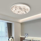 Modern Minimalist Moon Round Dome Aluminum Iron Acrylic LED Flush Mount Ceiling Light for Bedroom