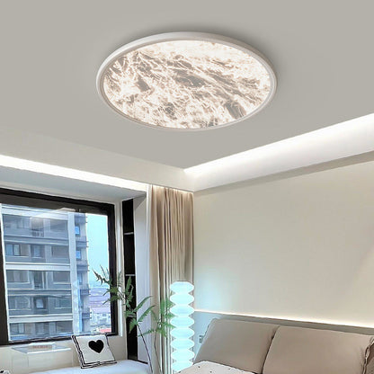 Modern Minimalist Moon Round Dome Aluminum Iron Acrylic LED Flush Mount Ceiling Light for Bedroom
