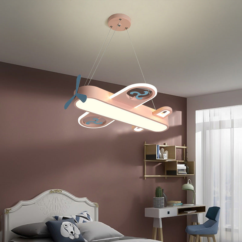 Lumendat Contemporary Creative Cartoon Kids Airplane Shape Iron Acrylic LED Chandelier For Bedroom Lumendat