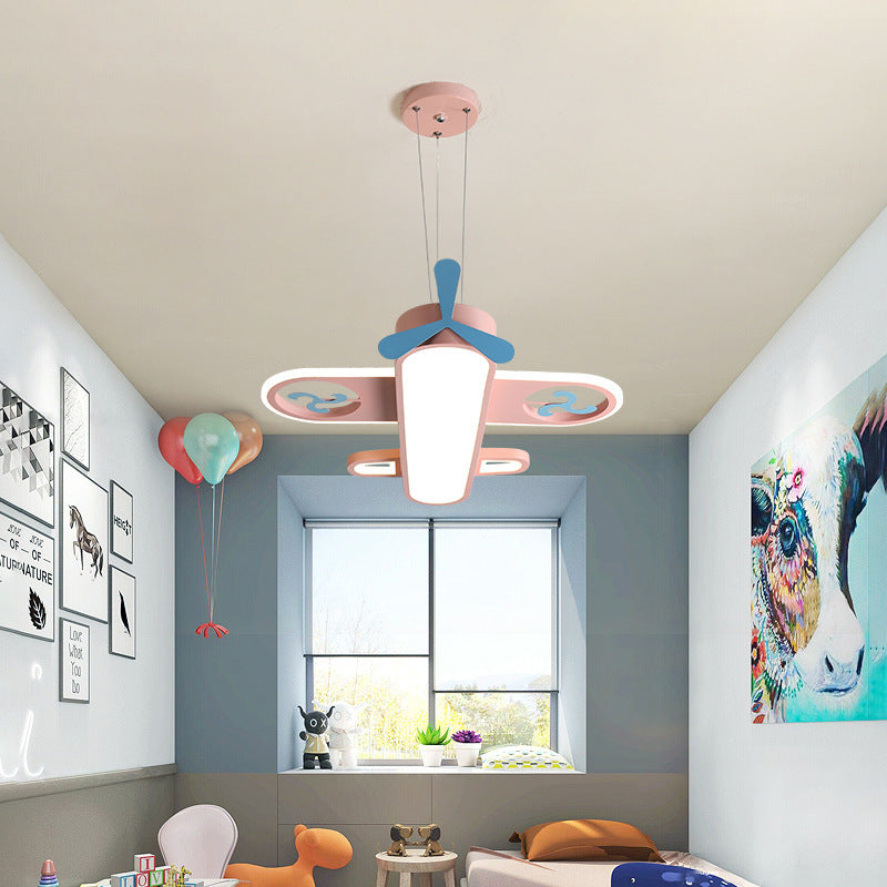Lumendat Contemporary Creative Cartoon Kids Airplane Shape Iron Acrylic LED Chandelier For Bedroom Lumendat