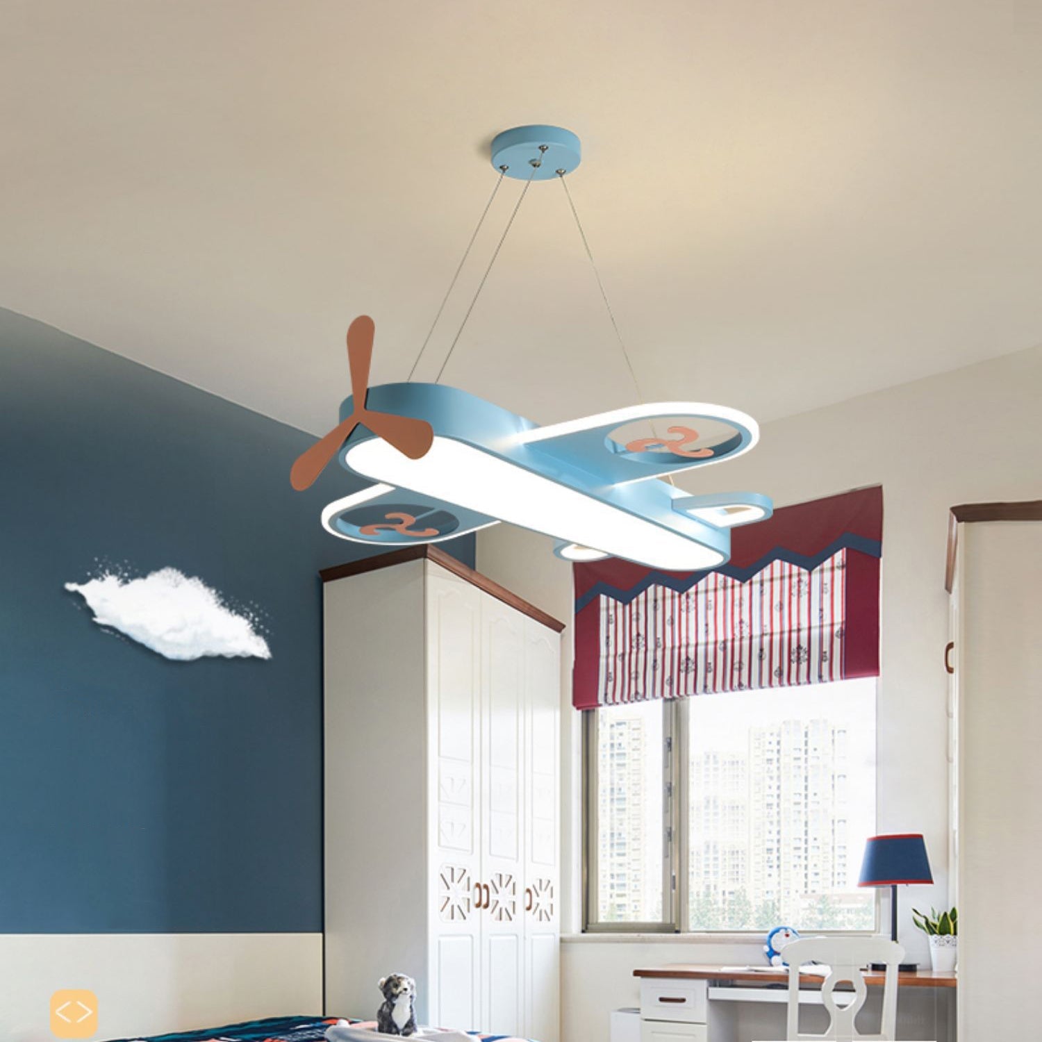 Lumendat Contemporary Creative Cartoon Kids Airplane Shape Iron Acrylic LED Chandelier For Bedroom Lumendat