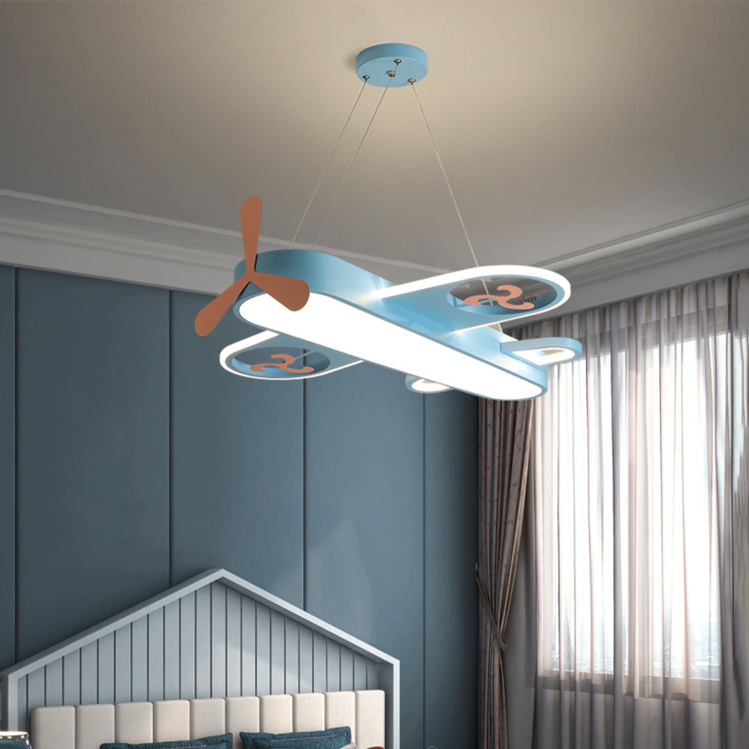 Lumendat Contemporary Creative Cartoon Kids Airplane Shape Iron Acrylic LED Chandelier For Bedroom Lumendat