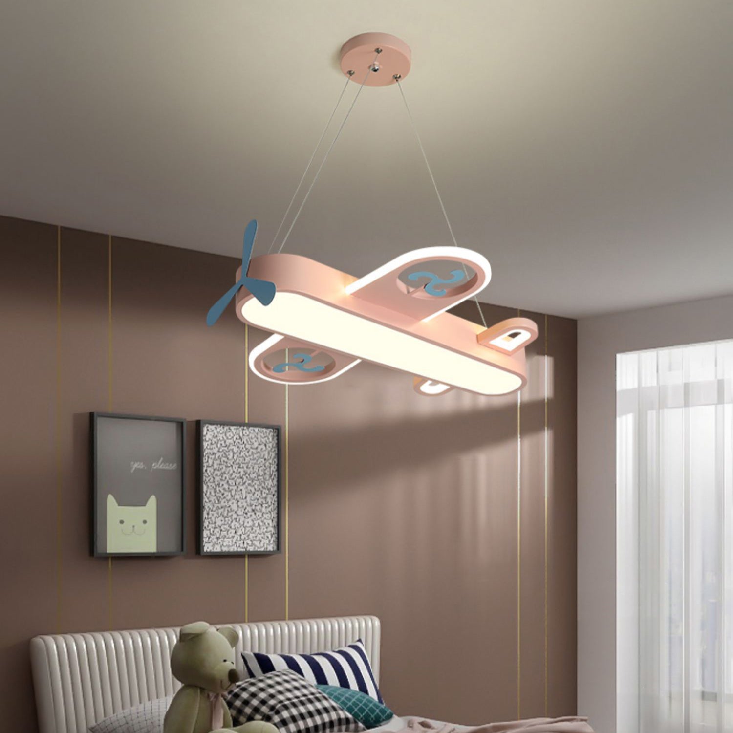 Lumendat Contemporary Creative Cartoon Kids Airplane Shape Iron Acrylic LED Chandelier For Bedroom Lumendat