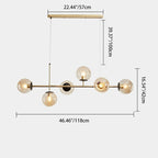 Contemporary Scandinavian Linear Round Orb Iron Glass 6-light Island Light Chandelier for Dining Room BulbSquare