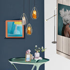 Contemporary Scandinavian Stone Irregular Cylinder Iron Glass 1-Light Pendant Light For Bedroom