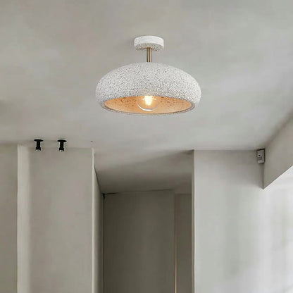 Contemporary Scandinavian Wabi Sabi Oval Round Iron Composite 1-light Semi-flush Mount Ceiling Light for Hallway