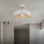 Contemporary Scandinavian Wabi Sabi Oval Round Iron Composite 1-light Semi-flush Mount Ceiling Light for Hallway