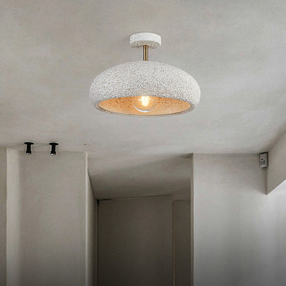 Contemporary Scandinavian Wabi Sabi Oval Round Iron Composite 1-light Semi-flush Mount Ceiling Light for Hallway