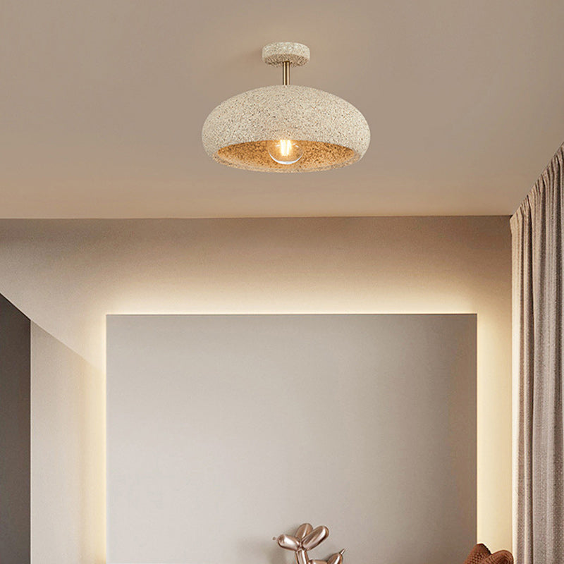 Contemporary Scandinavian Wabi Sabi Oval Round Iron Composite 1-light Semi-flush Mount Ceiling Light for Hallway