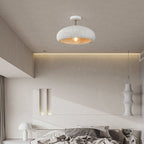 Contemporary Scandinavian Wabi Sabi Oval Round Iron Composite 1-light Semi-flush Mount Ceiling Light for Hallway