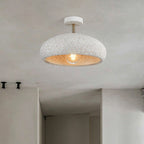 Contemporary Scandinavian Wabi Sabi Oval Round Iron Composite 1-light Semi-flush Mount Ceiling Light for Hallway