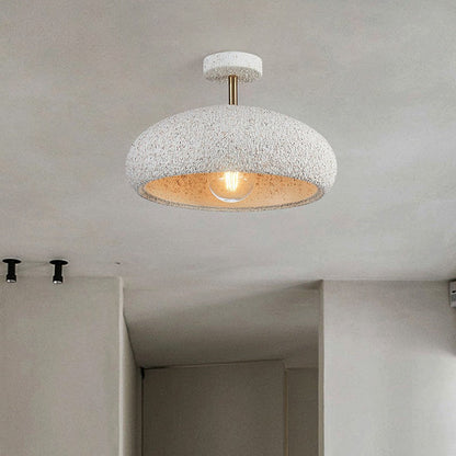 Contemporary Scandinavian Wabi Sabi Oval Round Iron Composite 1-light Semi-flush Mount Ceiling Light for Hallway