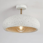 Contemporary Scandinavian Wabi Sabi Oval Round Iron Composite 1-light Semi-flush Mount Ceiling Light for Hallway
