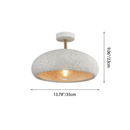 Contemporary Scandinavian Wabi Sabi Oval Round Iron Composite 1-light Semi-flush Mount Ceiling Light for Hallway