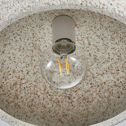 Contemporary Scandinavian Wabi Sabi Oval Round Iron Composite 1-light Semi-flush Mount Ceiling Light for Hallway