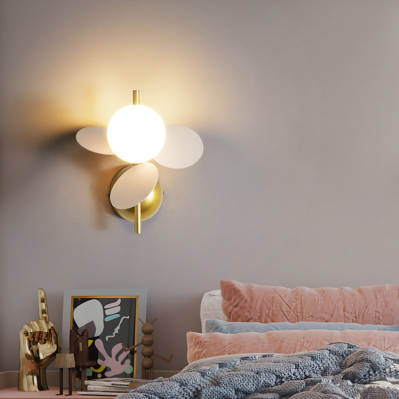 Lumendat Contemporary Creative Kids Macaron Round Iron PVC Glass 1-Light Wall Sconce Lamp For Bedroom Lumendat