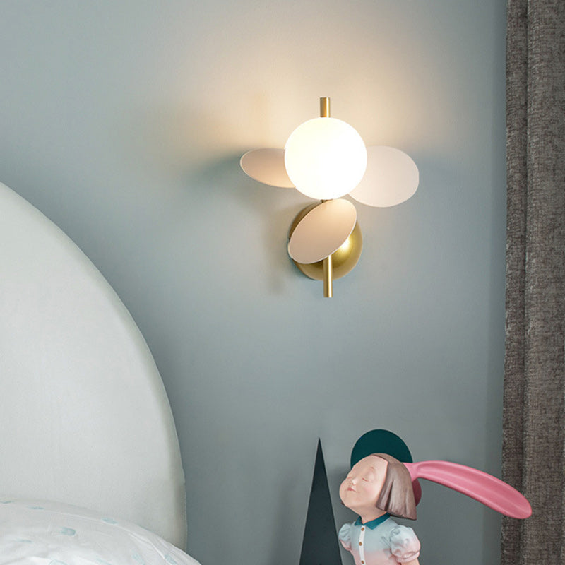 Lumendat Contemporary Creative Kids Macaron Round Iron PVC Glass 1-Light Wall Sconce Lamp For Bedroom Lumendat