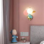Lumendat Contemporary Creative Kids Macaron Round Iron PVC Glass 1-Light Wall Sconce Lamp For Bedroom Lumendat