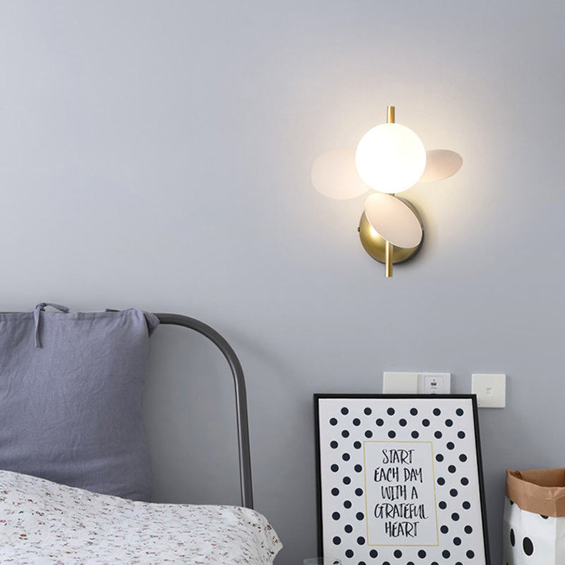 Lumendat Contemporary Creative Kids Macaron Round Iron PVC Glass 1-Light Wall Sconce Lamp For Bedroom Lumendat