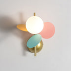Lumendat Contemporary Creative Kids Macaron Round Iron PVC Glass 1-Light Wall Sconce Lamp For Bedroom Lumendat