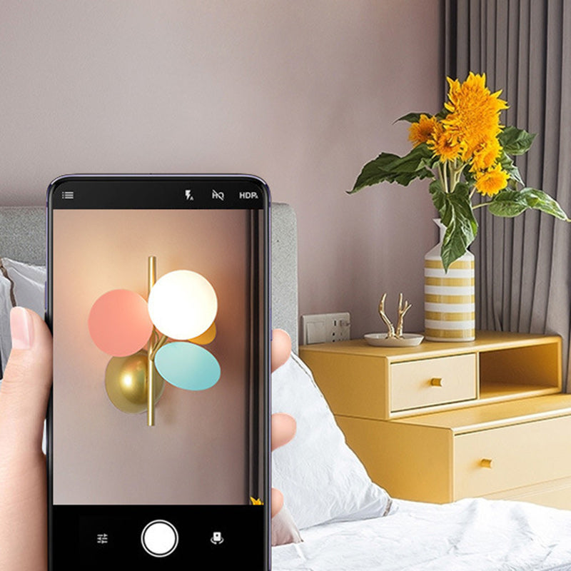 Lumendat Contemporary Creative Kids Macaron Round Iron PVC Glass 1-Light Wall Sconce Lamp For Bedroom Lumendat