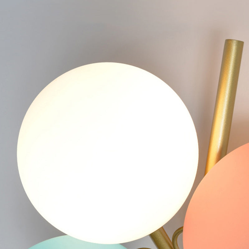 Lumendat Contemporary Creative Kids Macaron Round Iron PVC Glass 1-Light Wall Sconce Lamp For Bedroom Lumendat