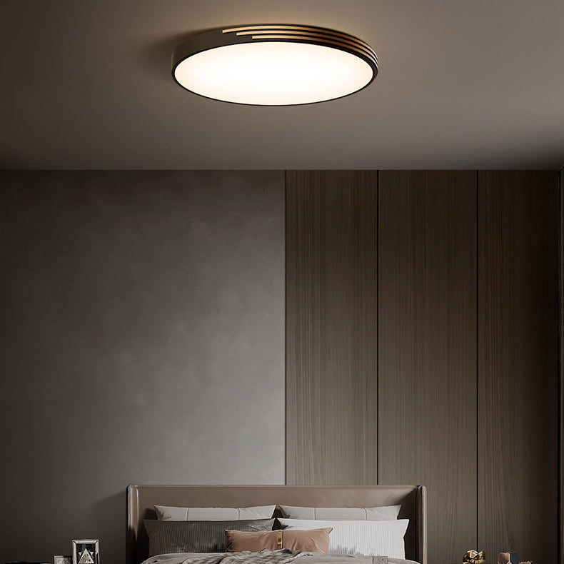 Traditional Vintage Round Dome Copper Acrylic LED Flush Mount Ceiling Light For Bedroom