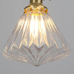 Contemporary Creative Round Orb Diamond Cone Copper Glass 1-Light Pendant Light For Bedroom