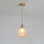 Contemporary Creative Round Orb Diamond Cone Copper Glass 1-Light Pendant Light For Bedroom