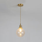 Contemporary Creative Round Orb Diamond Cone Copper Glass 1-Light Pendant Light For Bedroom