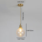 Contemporary Creative Round Orb Diamond Cone Copper Glass 1-Light Pendant Light For Bedroom