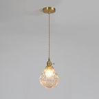 Contemporary Creative Round Orb Diamond Cone Copper Glass 1-Light Pendant Light For Bedroom