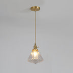 Contemporary Creative Round Orb Diamond Cone Copper Glass 1-Light Pendant Light For Bedroom