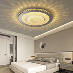 Modern Luxury Round Stainless Steel Acrylic Crystal LED Flush Mount Ceiling Light for Bedroom