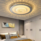 Modern Luxury Round Stainless Steel Acrylic Crystal LED Flush Mount Ceiling Light for Bedroom