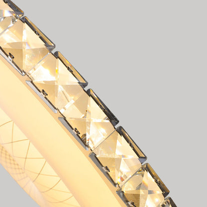 Modern Luxury Round Stainless Steel Acrylic Crystal LED Flush Mount Ceiling Light for Bedroom