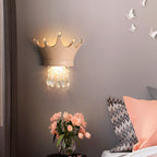 Lumendat Contemporary Creative Kids Crown Semicircle Resin Crystal 2-Light Wall Sconce Lamp For Bedroom Lumendat