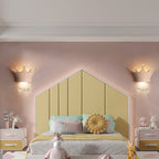 Lumendat Contemporary Creative Kids Crown Semicircle Resin Crystal 2-Light Wall Sconce Lamp For Bedroom Lumendat