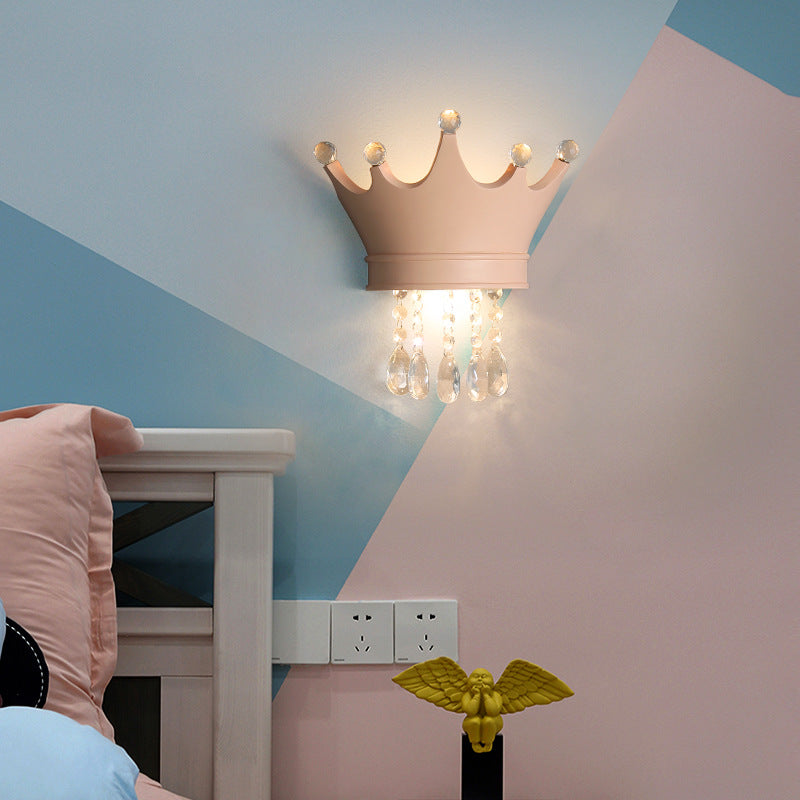 Lumendat Contemporary Creative Kids Crown Semicircle Resin Crystal 2-Light Wall Sconce Lamp For Bedroom Lumendat