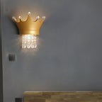 Lumendat Contemporary Creative Kids Crown Semicircle Resin Crystal 2-Light Wall Sconce Lamp For Bedroom Lumendat