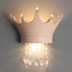 Lumendat Contemporary Creative Kids Crown Semicircle Resin Crystal 2-Light Wall Sconce Lamp For Bedroom Lumendat