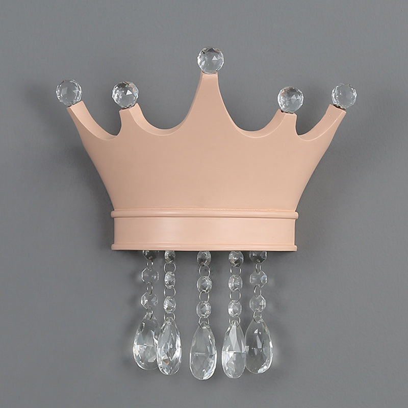 Lumendat Contemporary Creative Kids Crown Semicircle Resin Crystal 2-Light Wall Sconce Lamp For Bedroom Lumendat