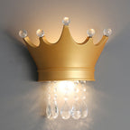 Lumendat Contemporary Creative Kids Crown Semicircle Resin Crystal 2-Light Wall Sconce Lamp For Bedroom Lumendat