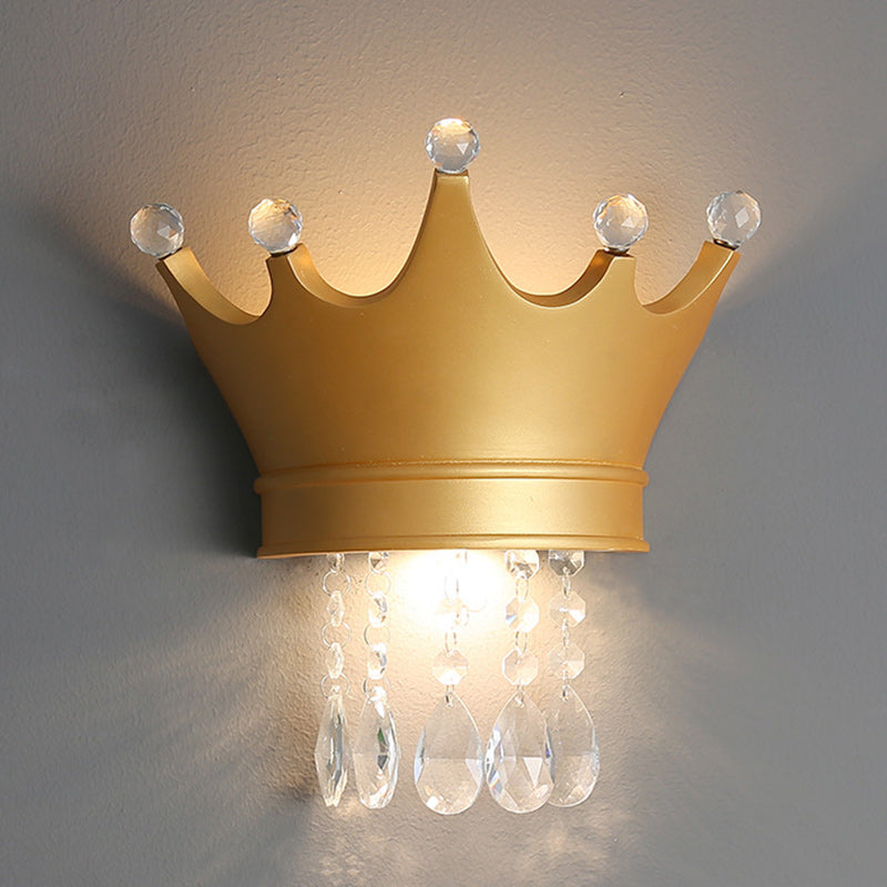 Lumendat Contemporary Creative Kids Crown Semicircle Resin Crystal 2-Light Wall Sconce Lamp For Bedroom Lumendat