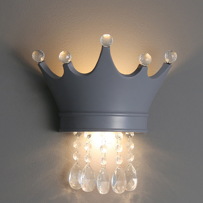 Lumendat Contemporary Creative Kids Crown Semicircle Resin Crystal 2-Light Wall Sconce Lamp For Bedroom Lumendat